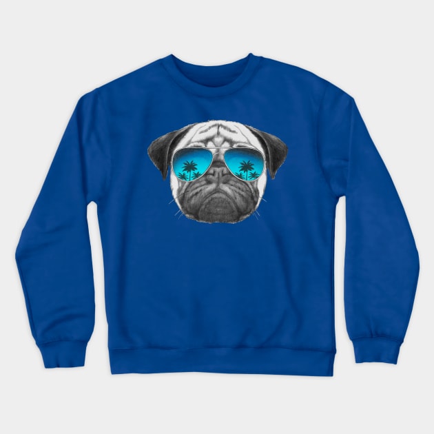 Pug Dog with sunglasses Crewneck Sweatshirt by AnimalsFashion